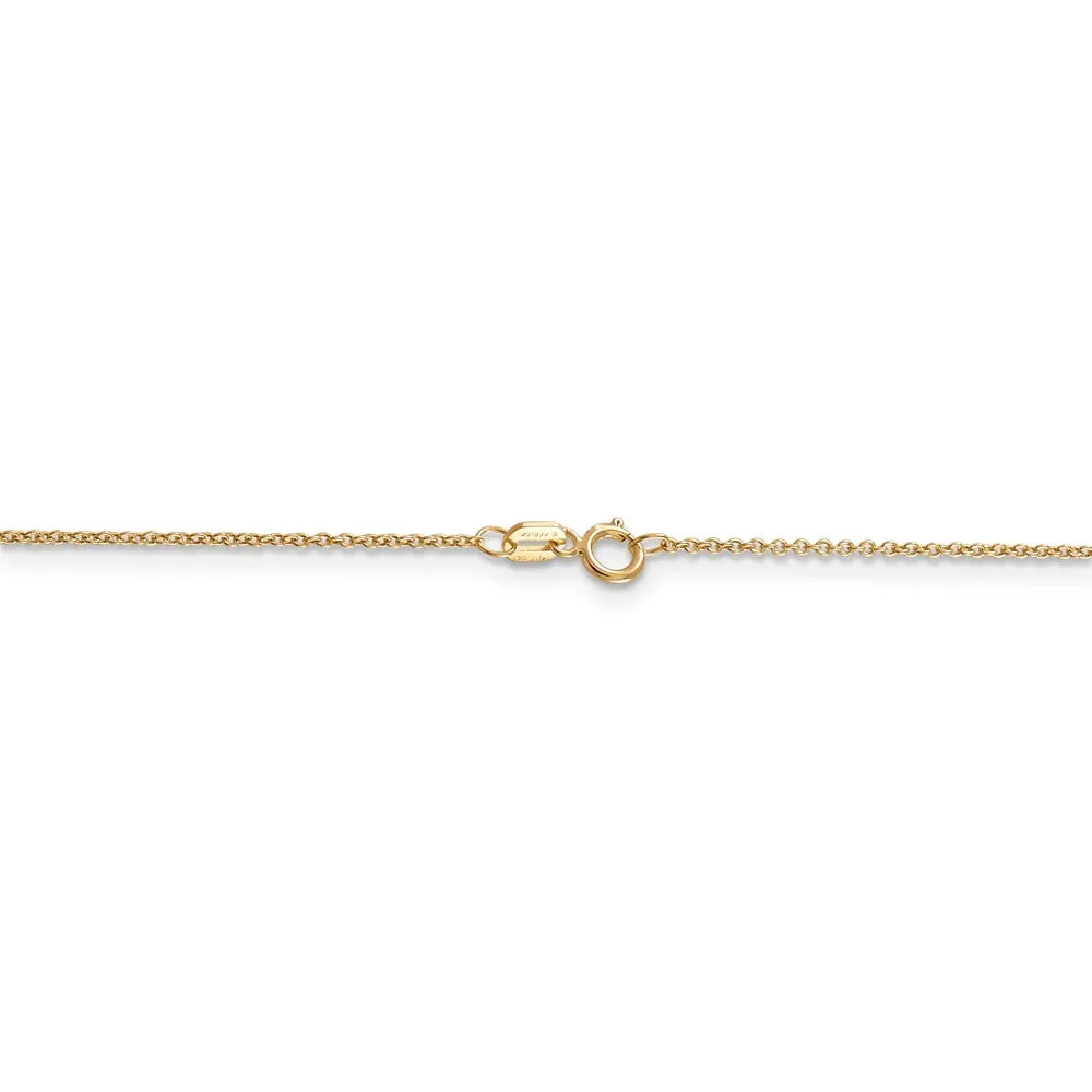 14k Yellow Gold Satin & Diamond Cut Rose Stem Slide Necklace