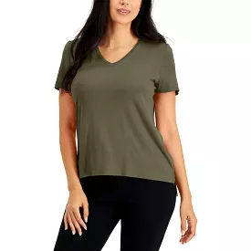 Alfani Womens Hi-Low V-Neck Pullover Top