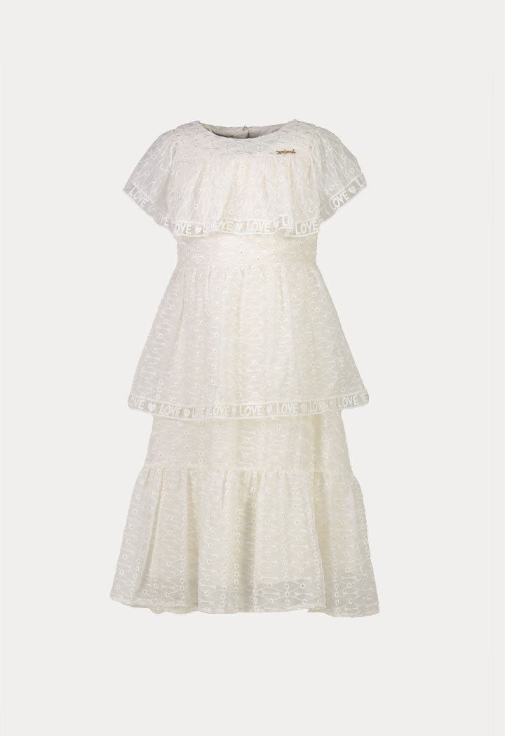 Amime Eyelet Embroidered Tiered Dress