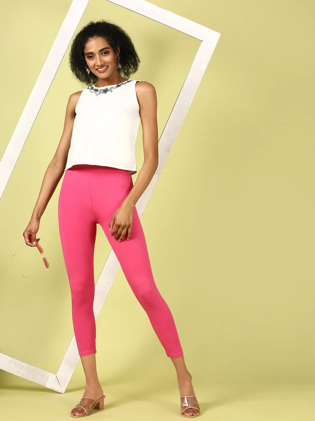 Ankle Length Leggings Viscose-Pink