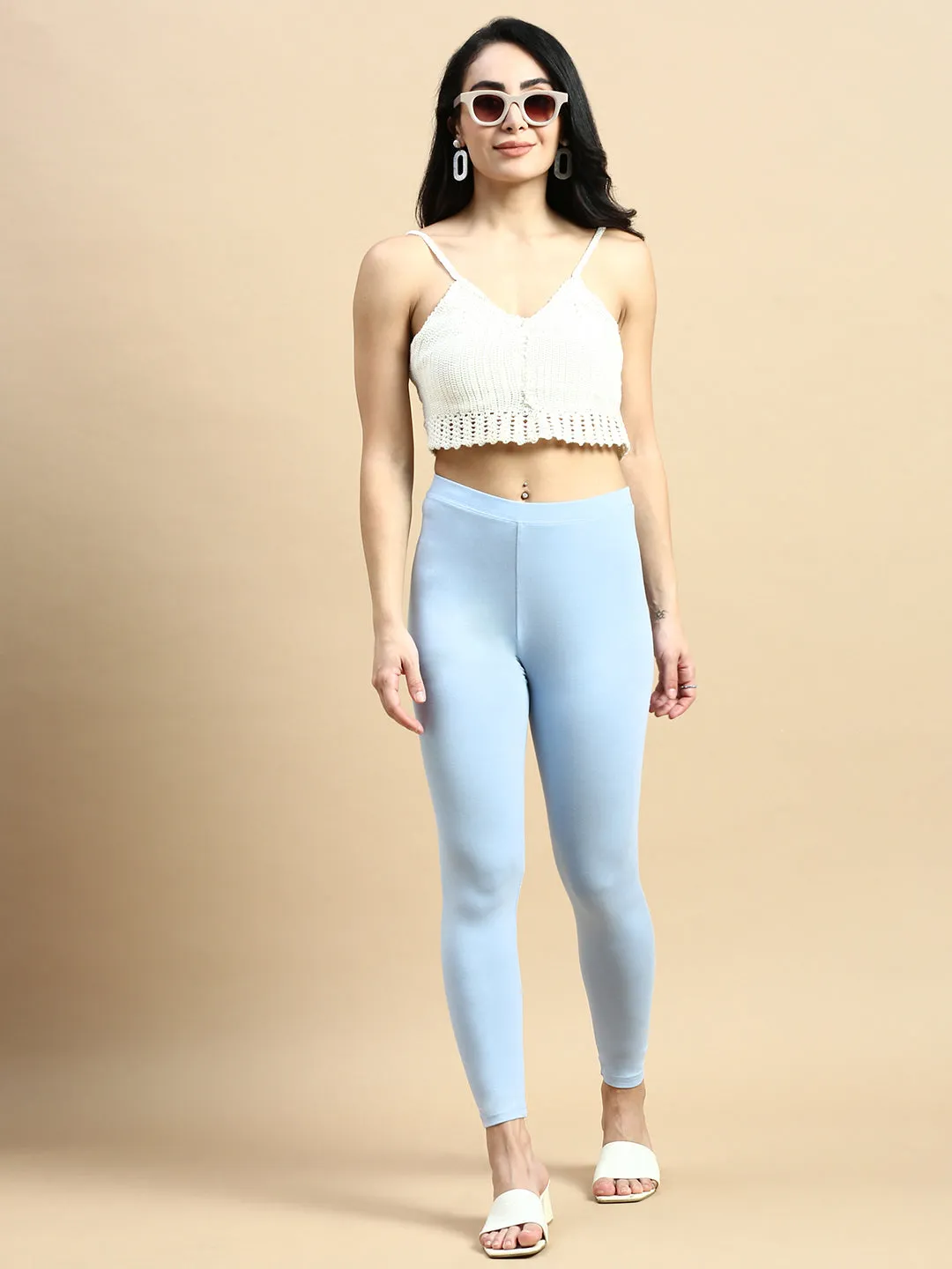 Ankle Length Leggings Viscose-Powder Blue