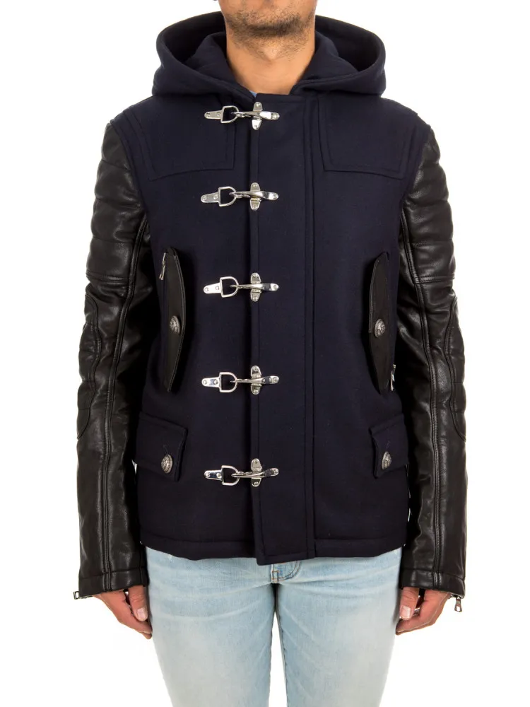 Balmain Mix Wool/leather Coat | Credomen