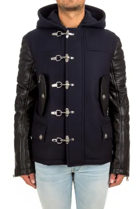 Balmain Mix Wool/leather Coat | Credomen