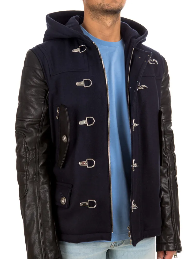 Balmain Mix Wool/leather Coat | Credomen