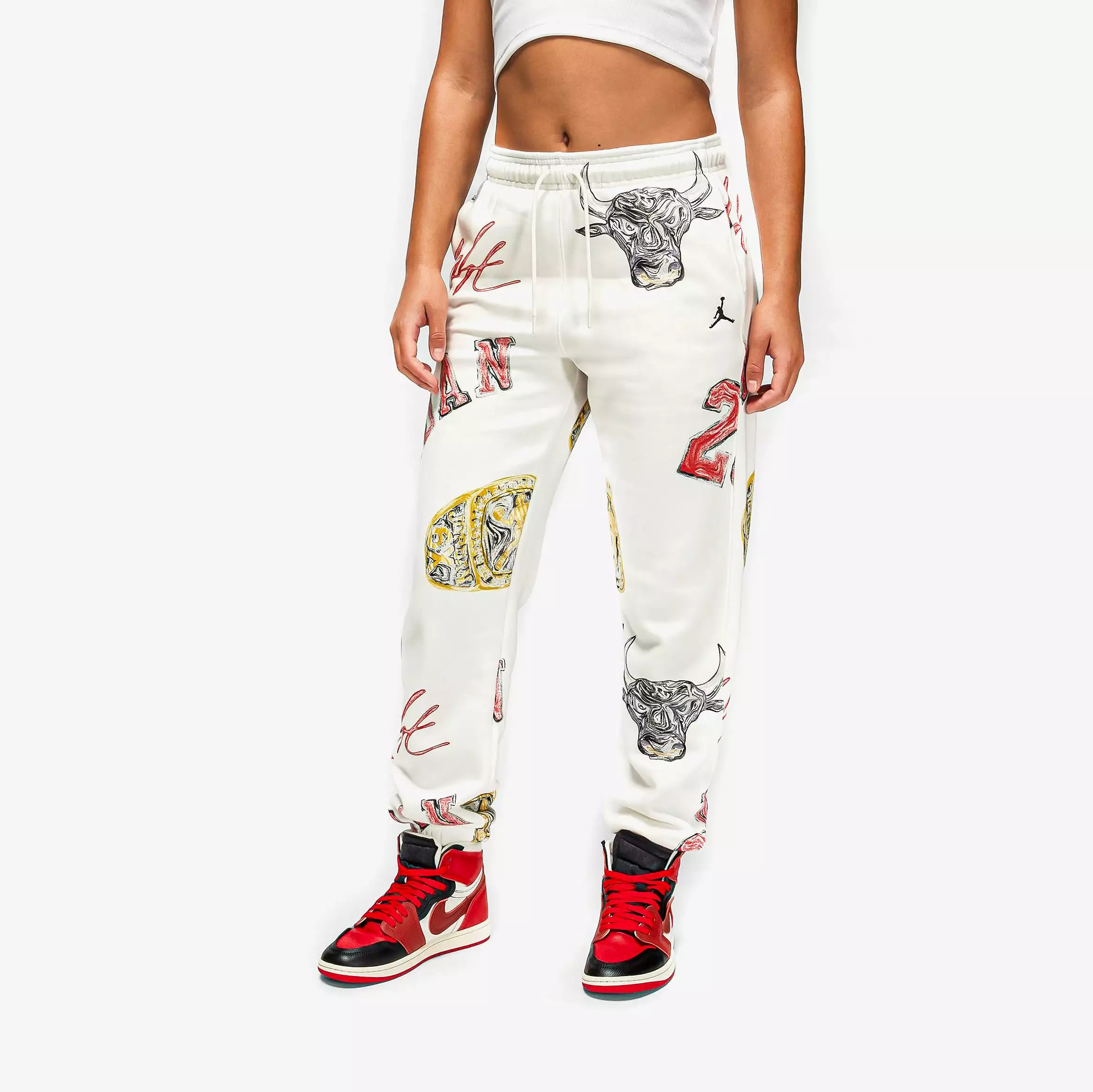 Brooklyn Fleece All Over Print Womens Pants (Sail/Black)