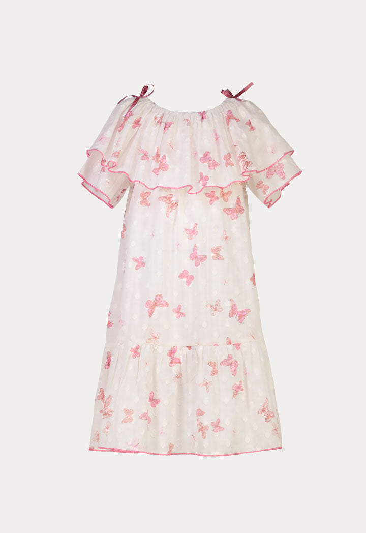 Butterflies Tiered Hemline Night Sleepwear Dress