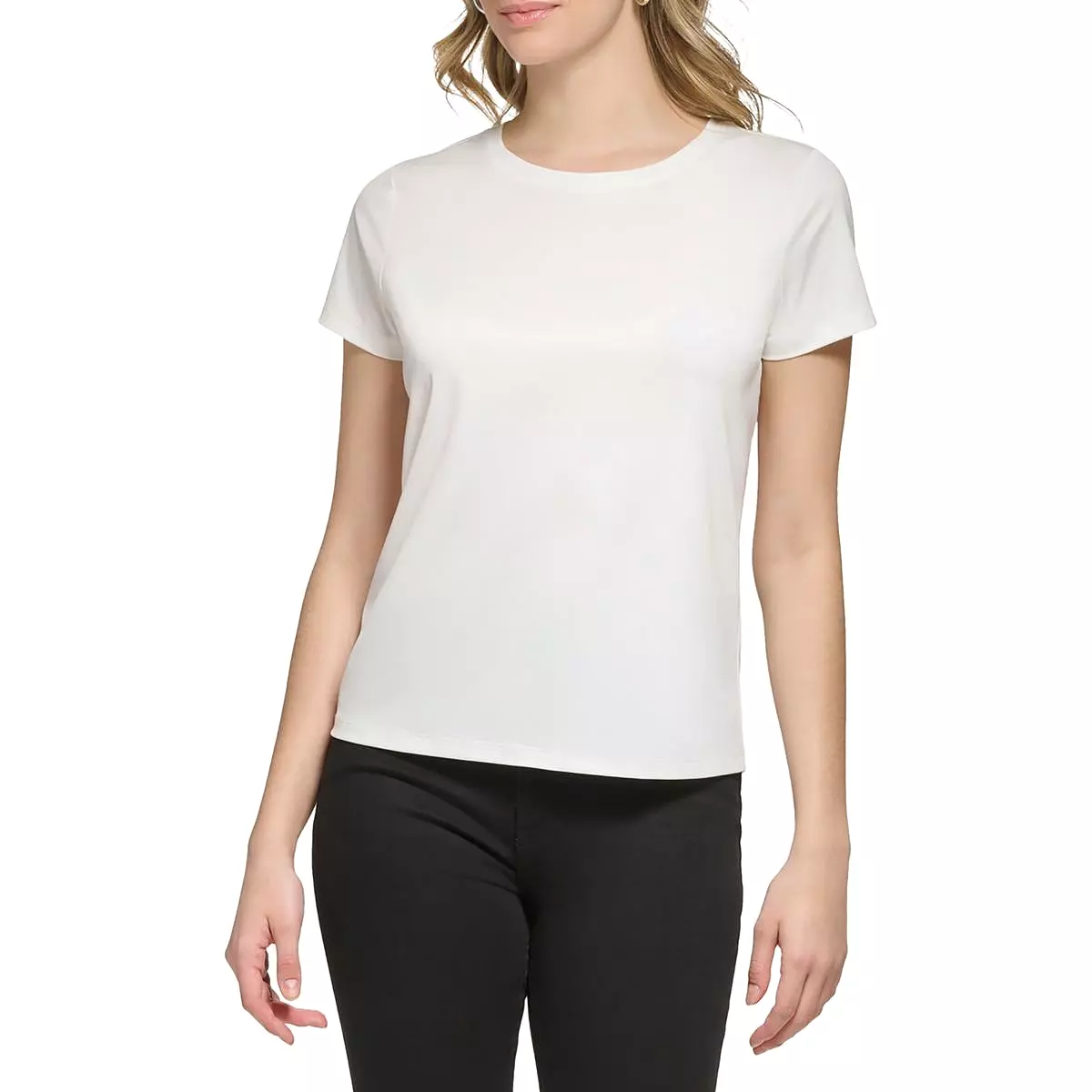 Calvin Klein Womens Solid Crewneck Blouse