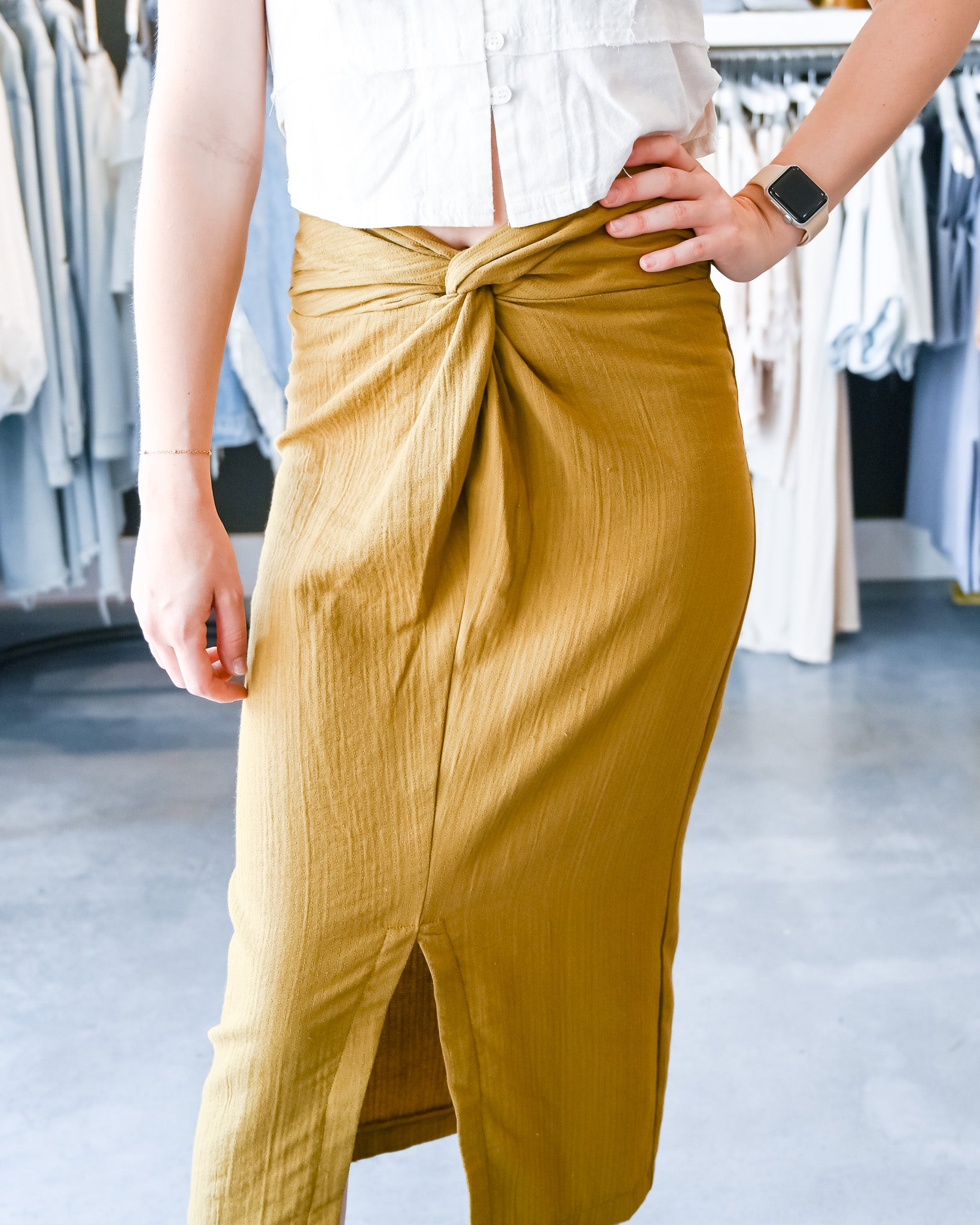 Caramel Latte Slit Skirt