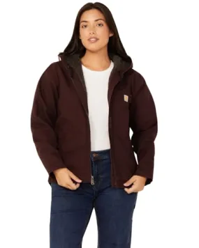 Carhartt 104292 Women's Loose Fit Washed Duck Sherpa Lined Jacket, BlackBerry, Small