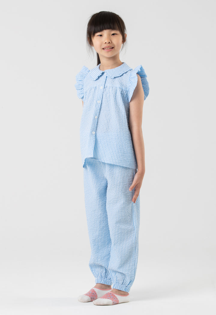 Chequered Ruffled Details Pajama Set