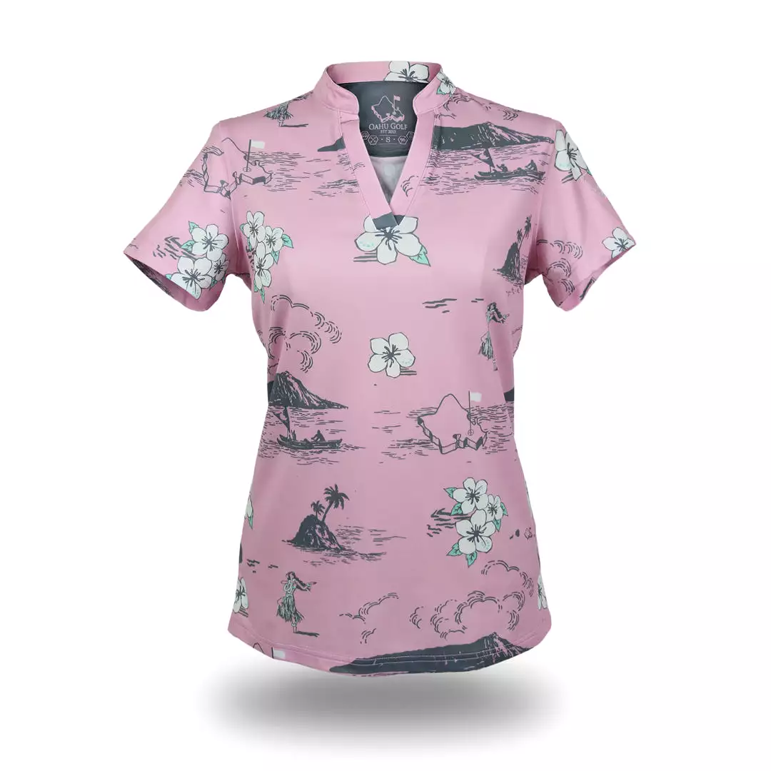 Classic Island Bubblegum Skies - OGA Women's Polo - Pink