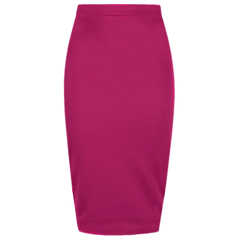 Classic Stretch Amaranth Pencil Bodycon Midi Office Work Skirt