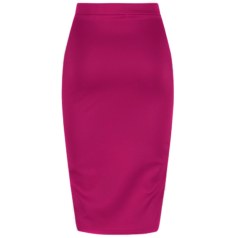 Classic Stretch Amaranth Pencil Bodycon Midi Office Work Skirt