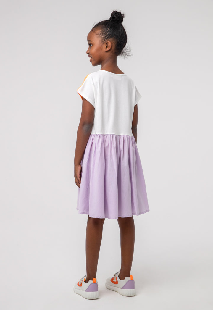 Color Block Flared Girls Dress