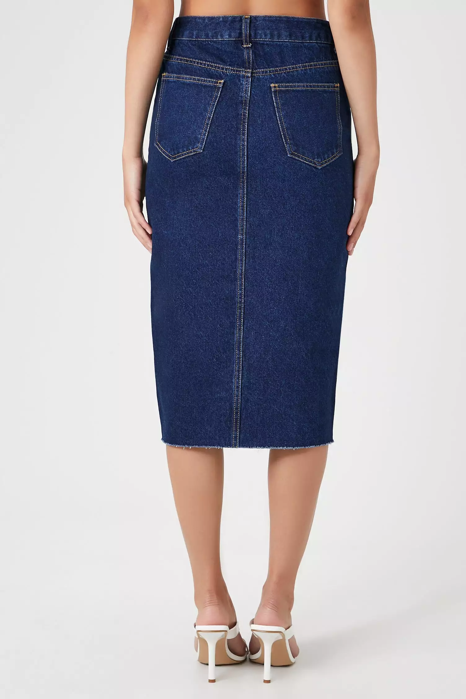 Denim Midi Slit Skirt