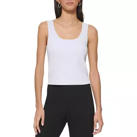 DKNY Womens Metallic Ribbed Cropped