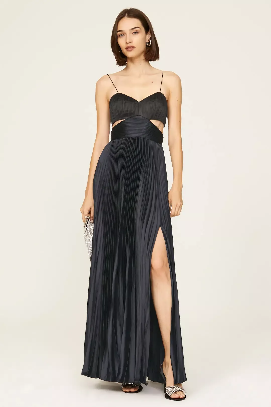 Elodie Pleated Cutout Gown