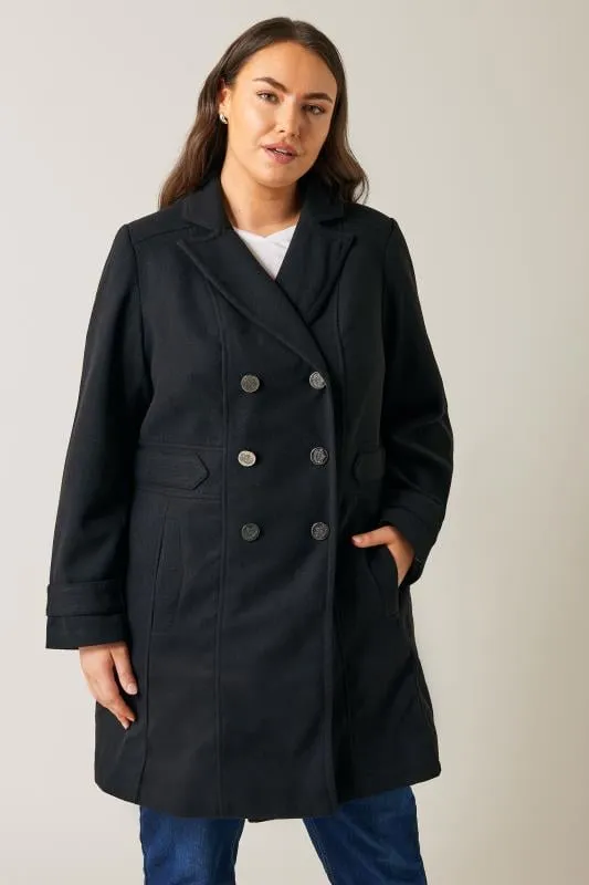 Evans Black Military Coat