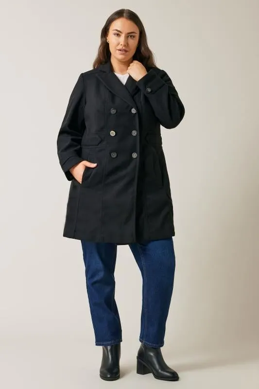 Evans Black Military Coat