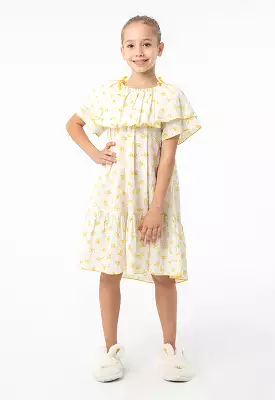 Flowers Tiered Hemline Night Sleepwear Dress