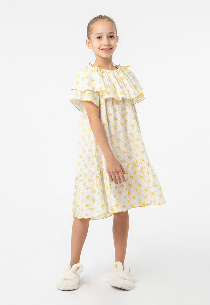 Flowers Tiered Hemline Night Sleepwear Dress