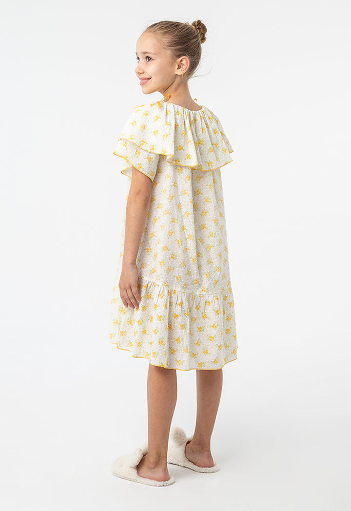 Flowers Tiered Hemline Night Sleepwear Dress