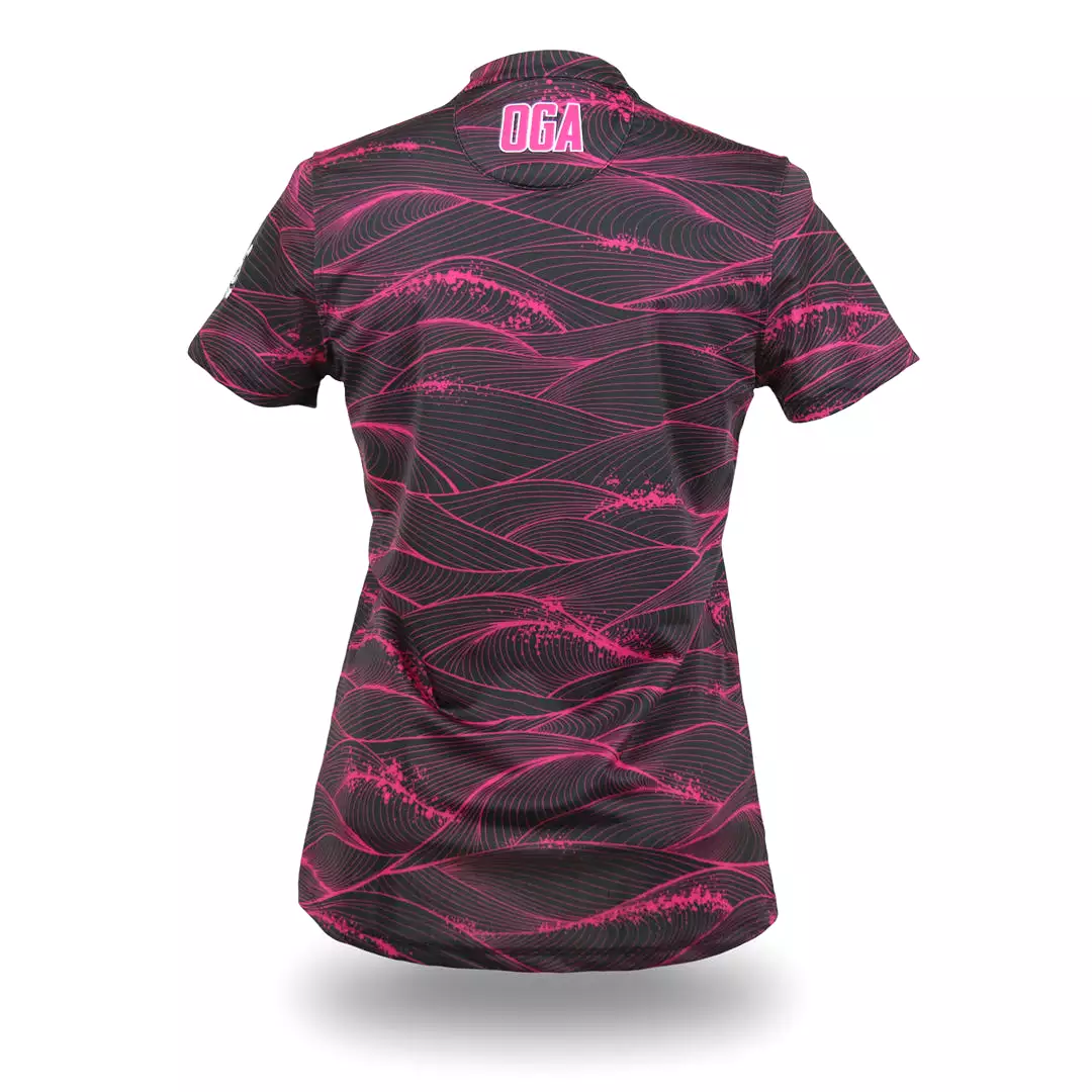 Fluid Black Dragon Fruit - OGA Ladies Polo - Black / Pink