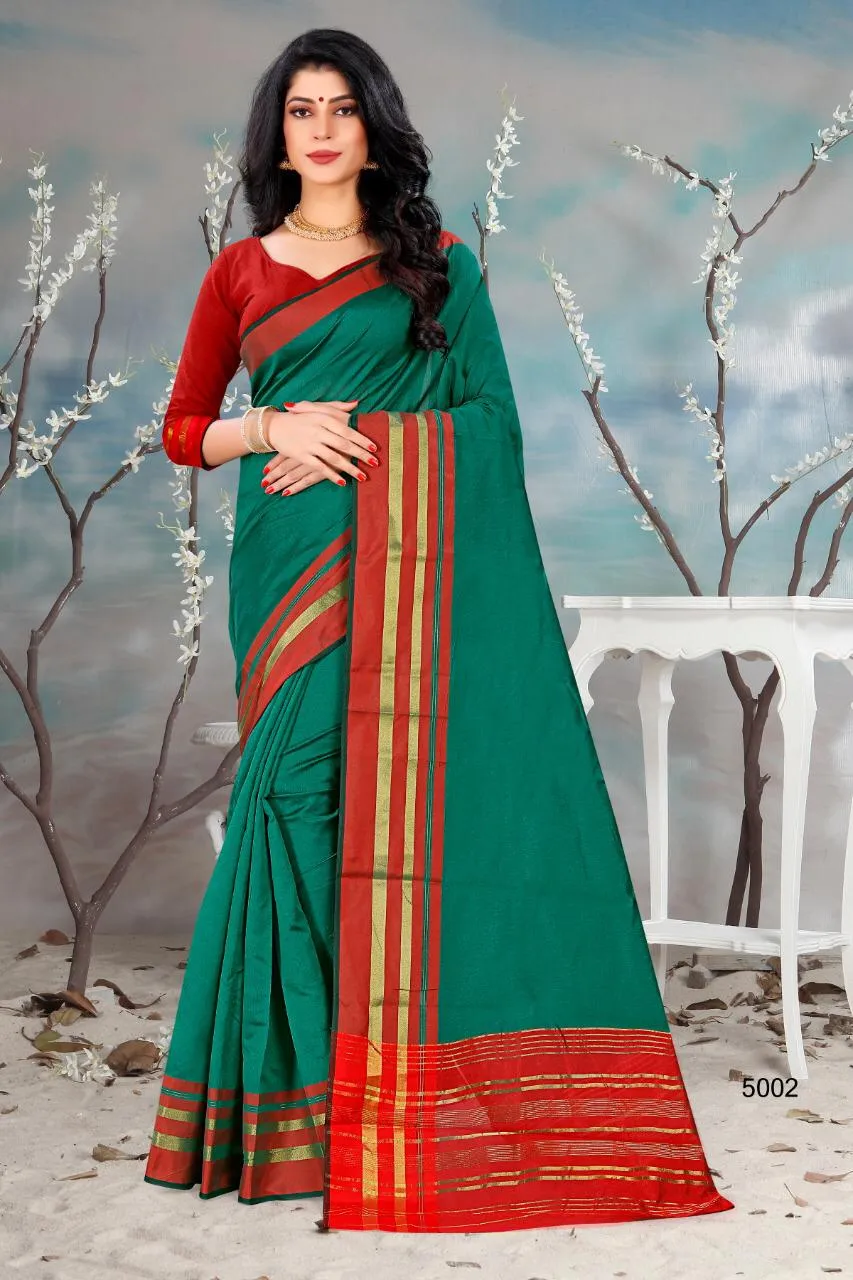 Hraj Presents Shlmla Cotton Silk Fancy Designer Sarees Collections