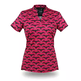 Iwa Flock Pink Sky - OGA Women's Polo - Magenta / Black