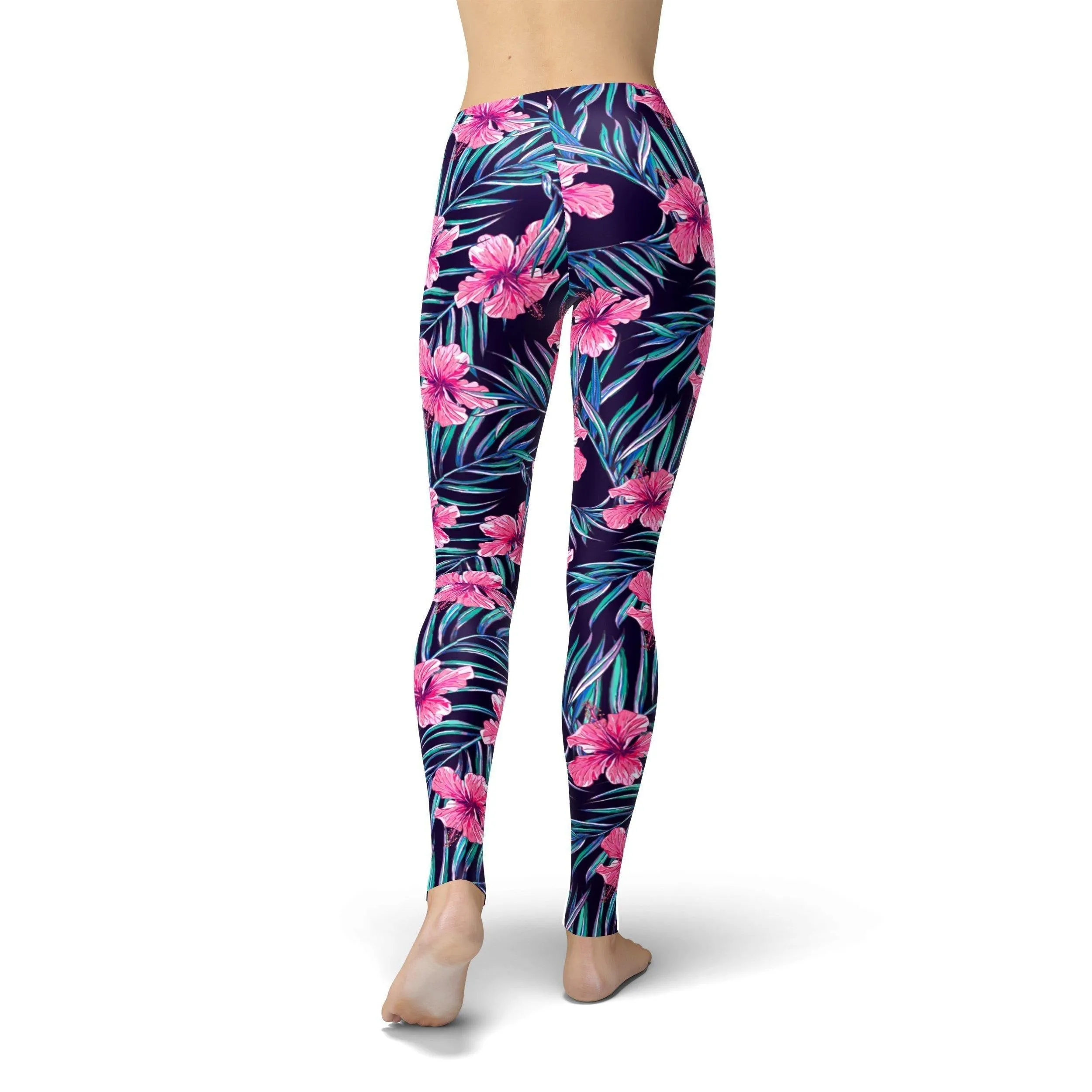 Jean Pink Tropical Flowers Leggings