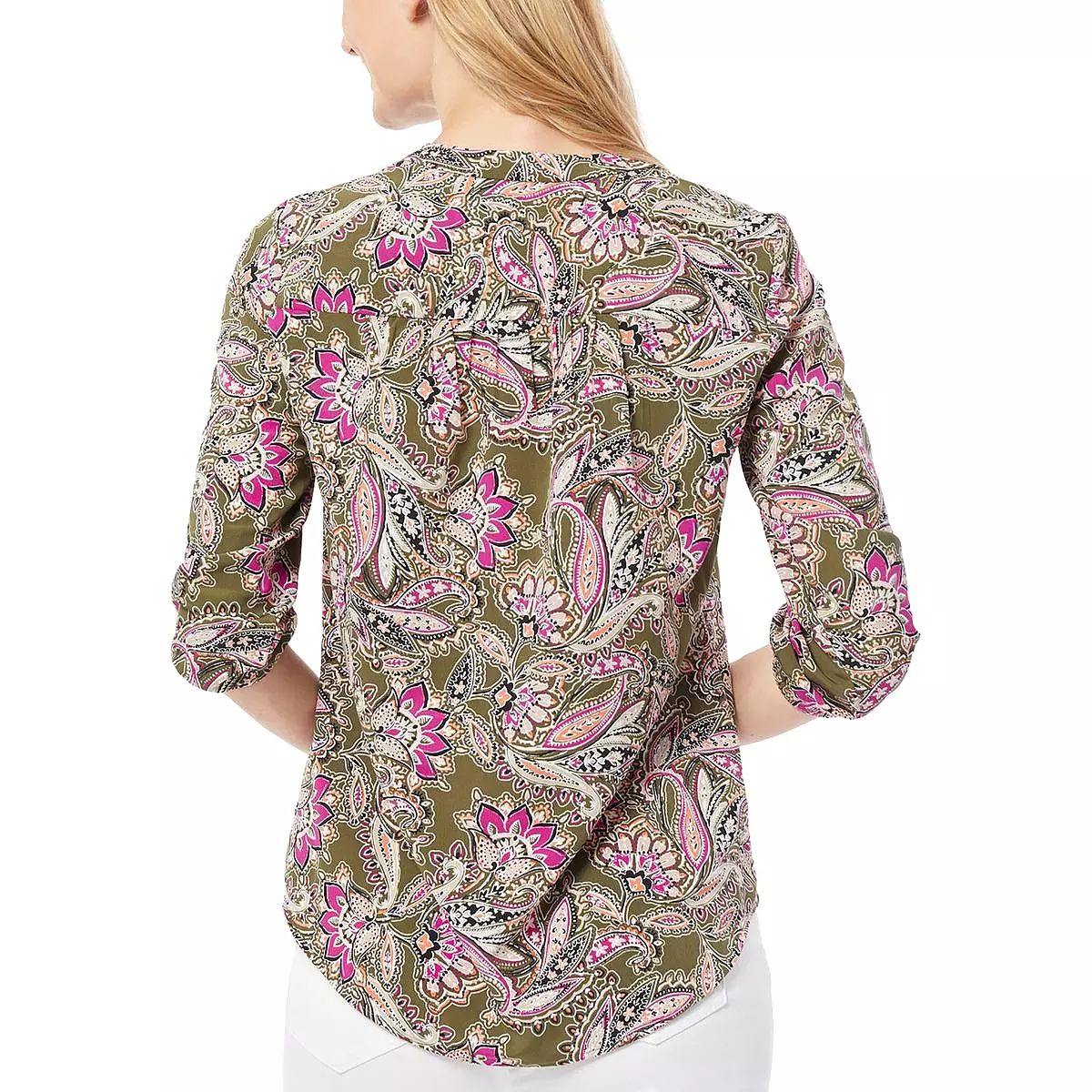 Jones New York Womens Paisley V-Neck Blouse