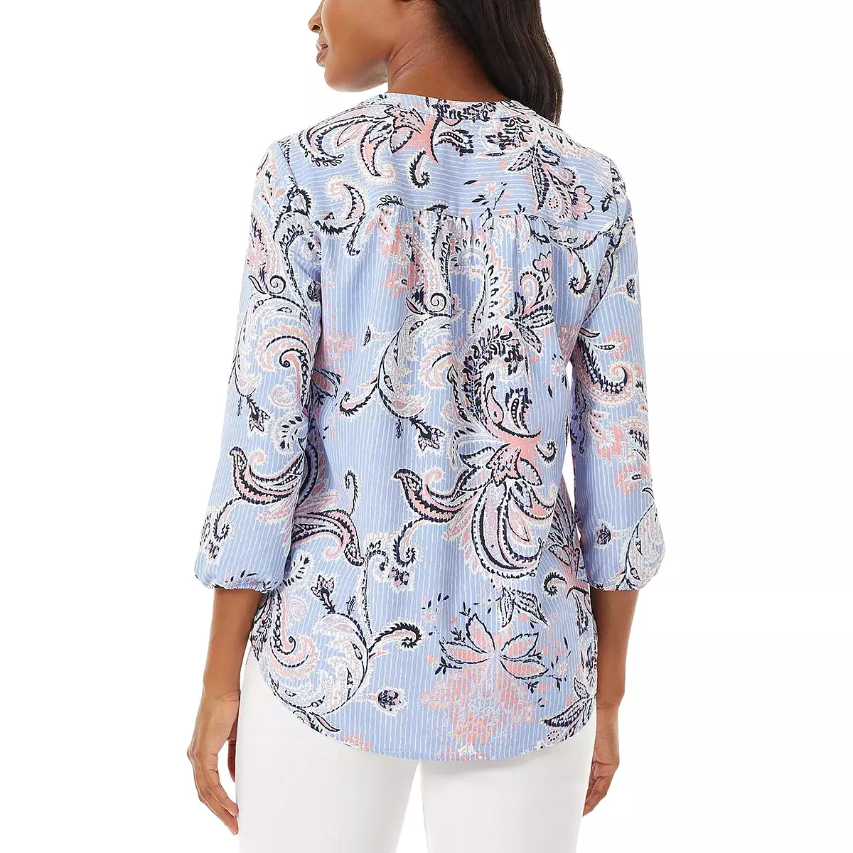 Jones New York Womens Paisley V-Neck Blouse