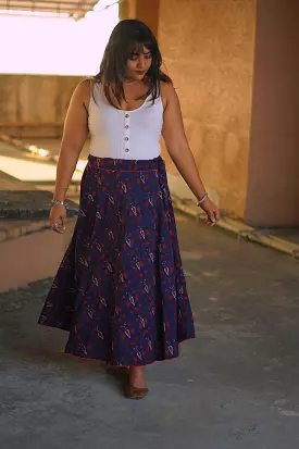 Kaisori Dabu Indigo Skirt -  Pharad mixed boota