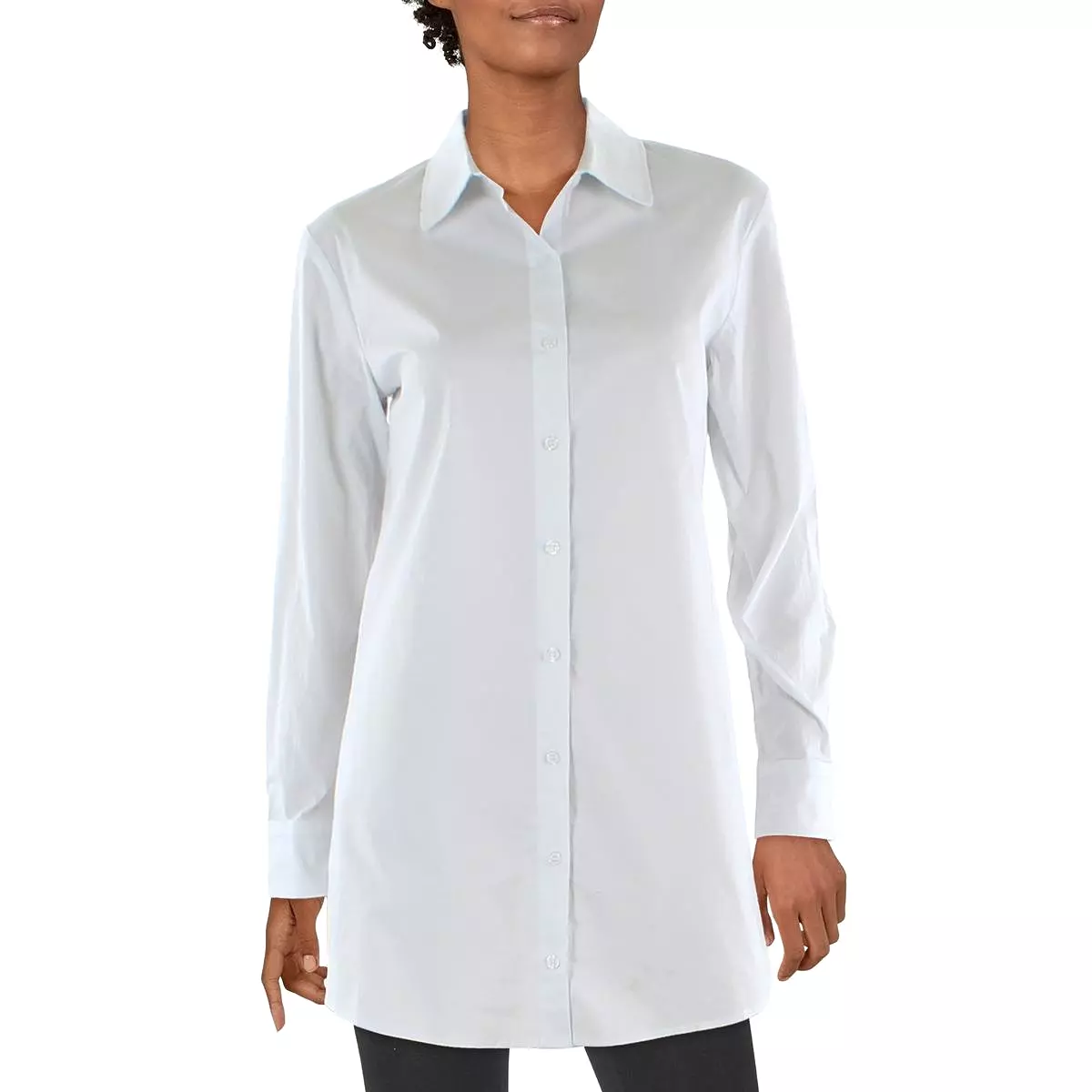 Kingston Grey Womens Juniors Collared Tunic Button-Down Top