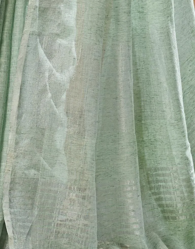 Light Pista Green Cotton Woven Sarees