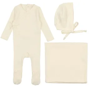 Lilette Ivory Pinpoint Wrapover Layette Set