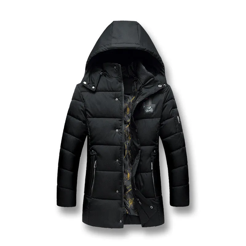 Long Men Clothing Outwear Casual Jacket Cotton Parkas Plus Size Warm Hooded Coats Jackets SM6