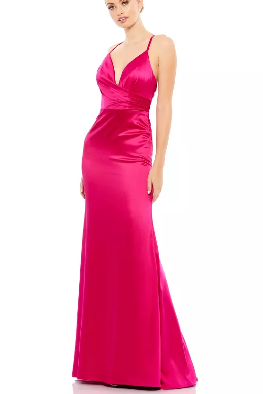 Mac Duggal plunging faux wrap gown style 26264