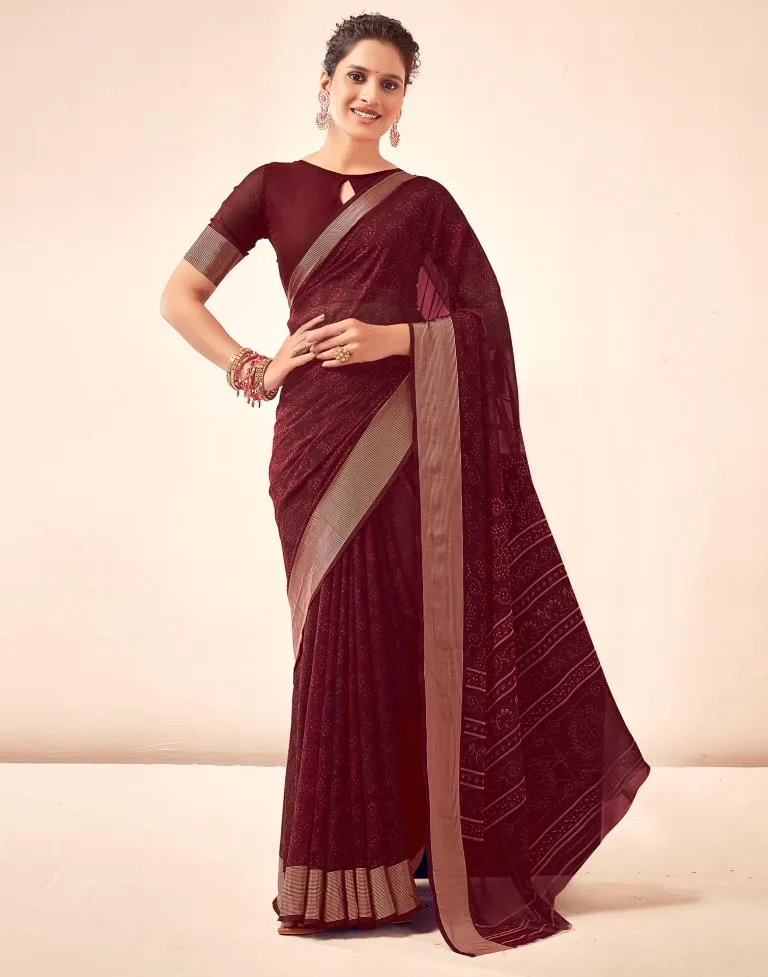 Maroon Georgette Bandhani Sarees