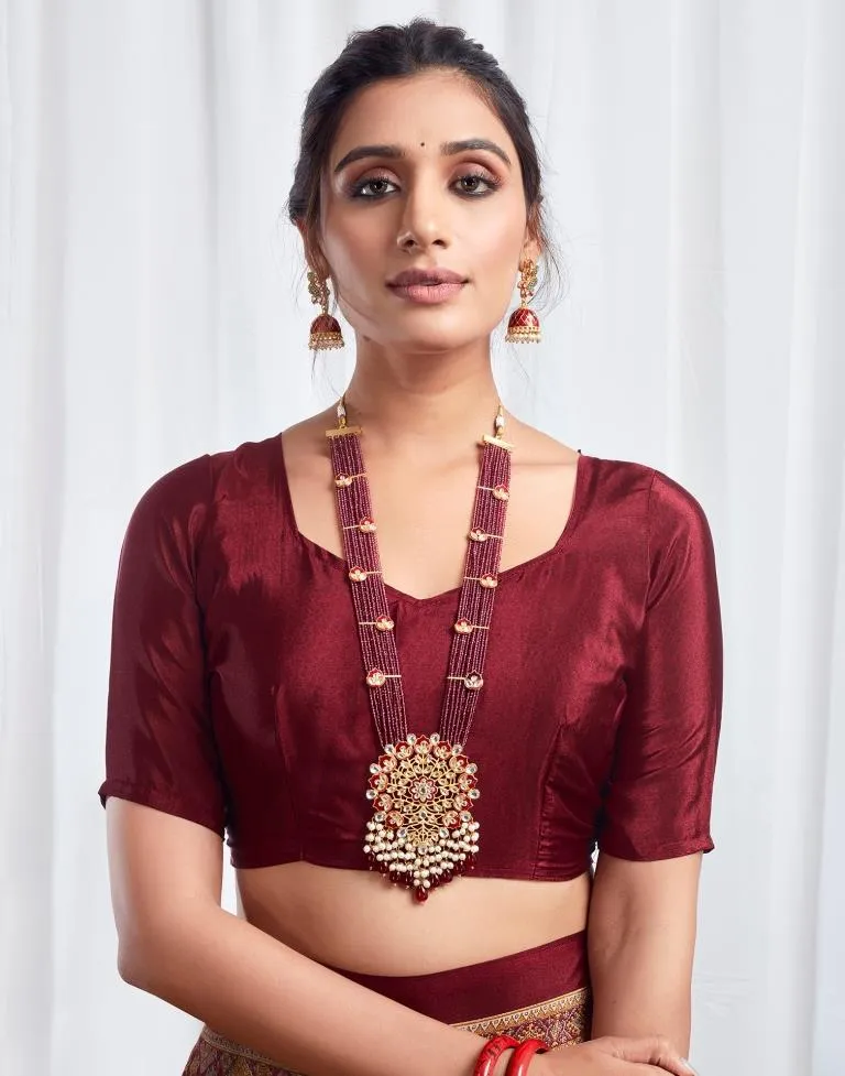 Maroon Silk Printed Sarees