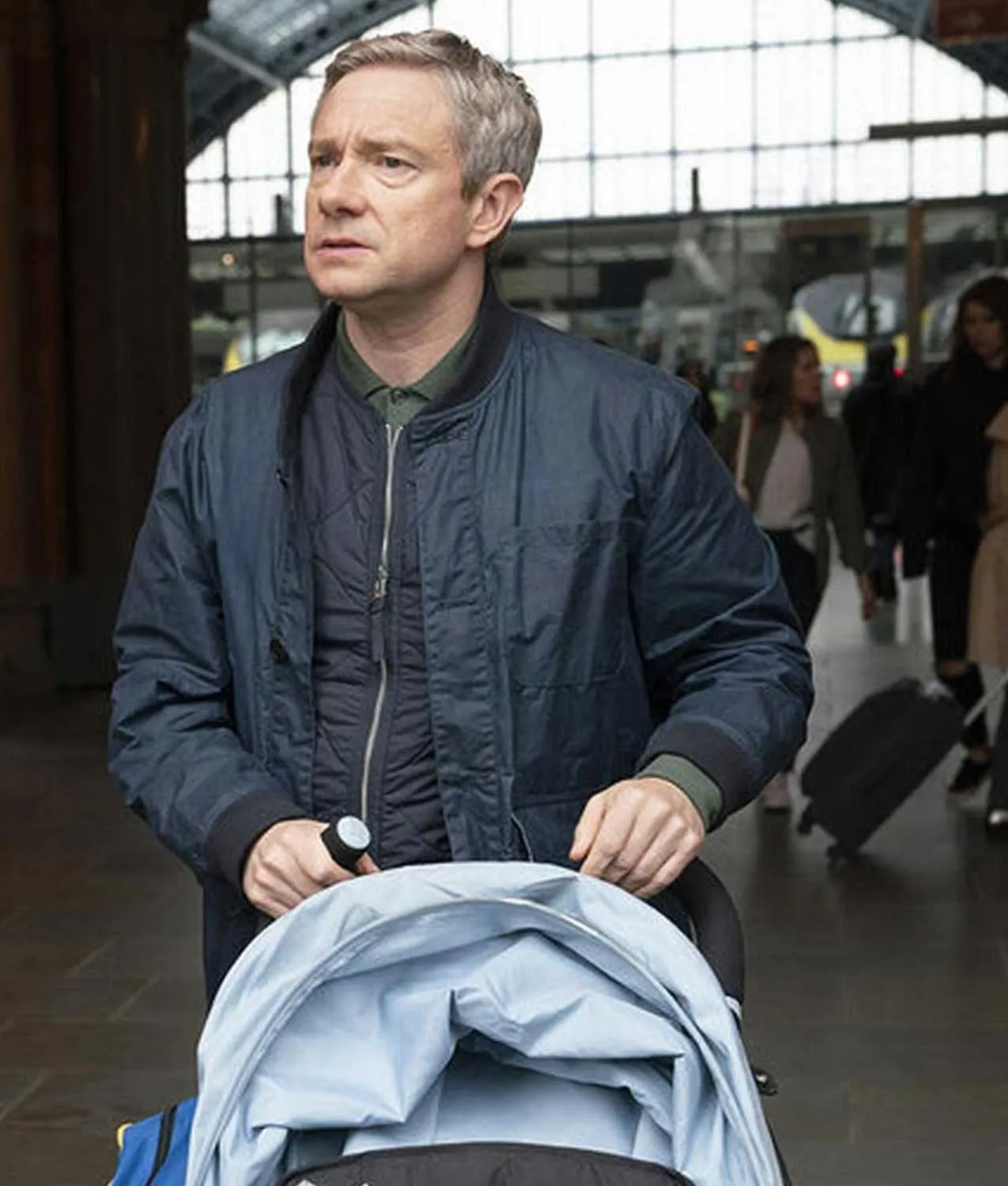 Martin Freeman Breeders Jacket - Navy Blue Bomber Jacket