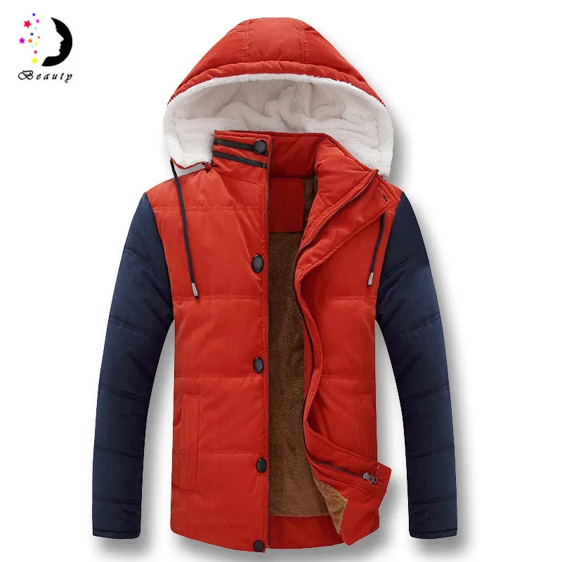 Men Downs Jackets Hooded Collar Men's Jackets Warm Outwears Plus Size Down Parkas Men SM6