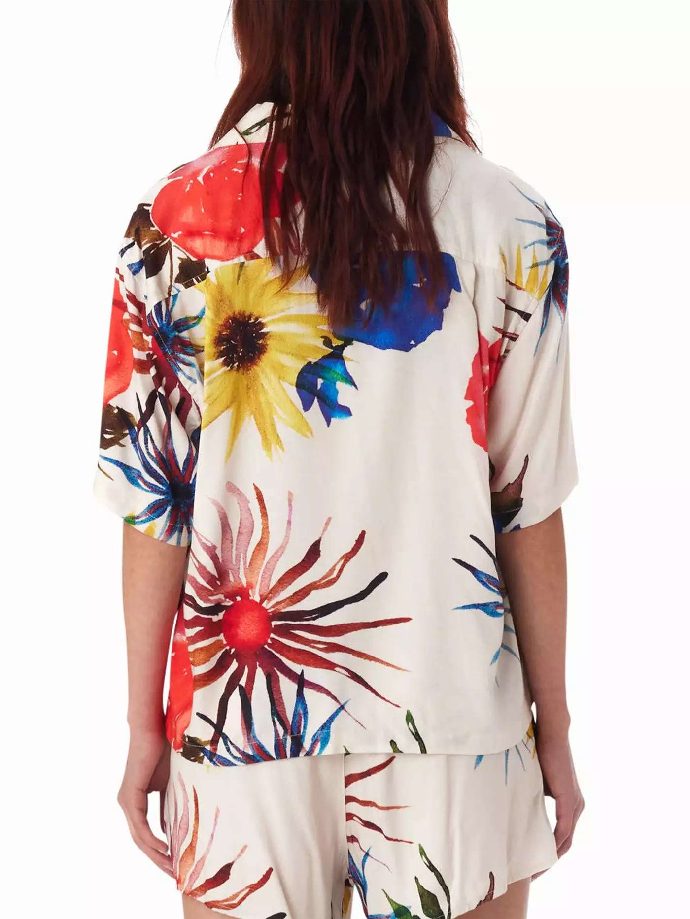 Multi Flowers Short Sleeve Buttondown Shirt