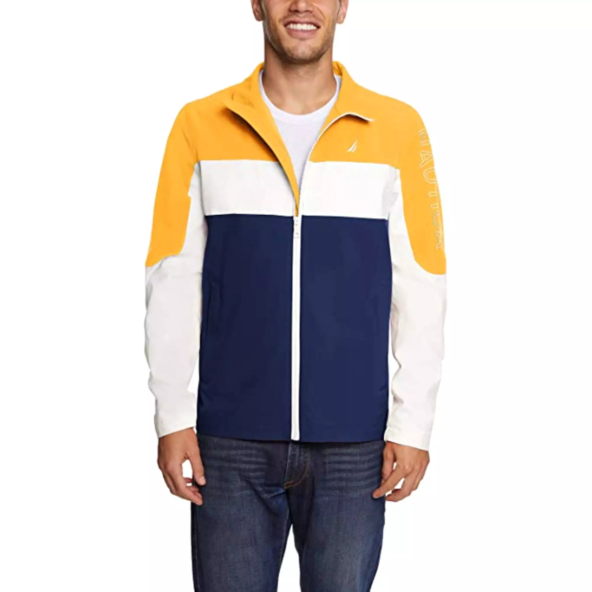 Nautica Men's Lightweight Water and Wind Resistant Jacket - MUSTARD