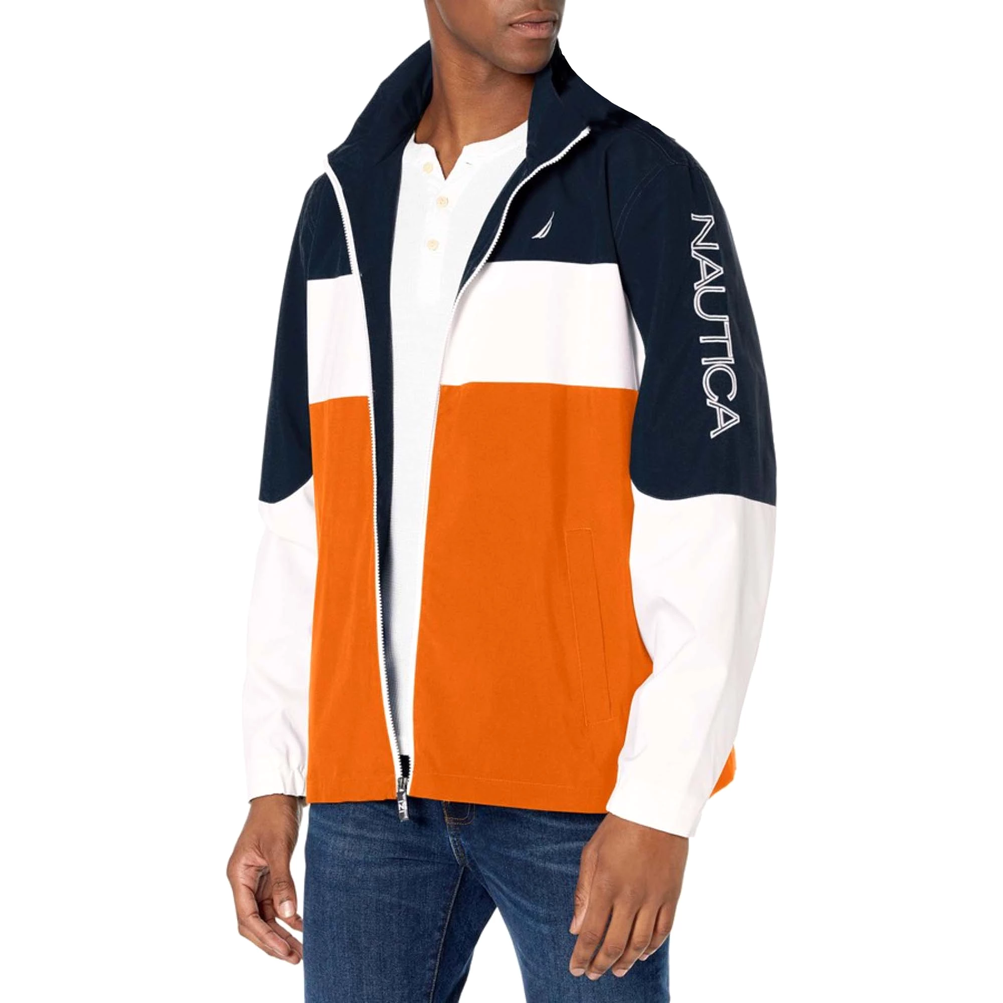 Nautica Men's Lightweight Water and Wind Resistant Jacket - RUSTIC SUNSET