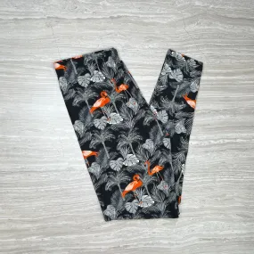 Orange Flamingo Print Leggings