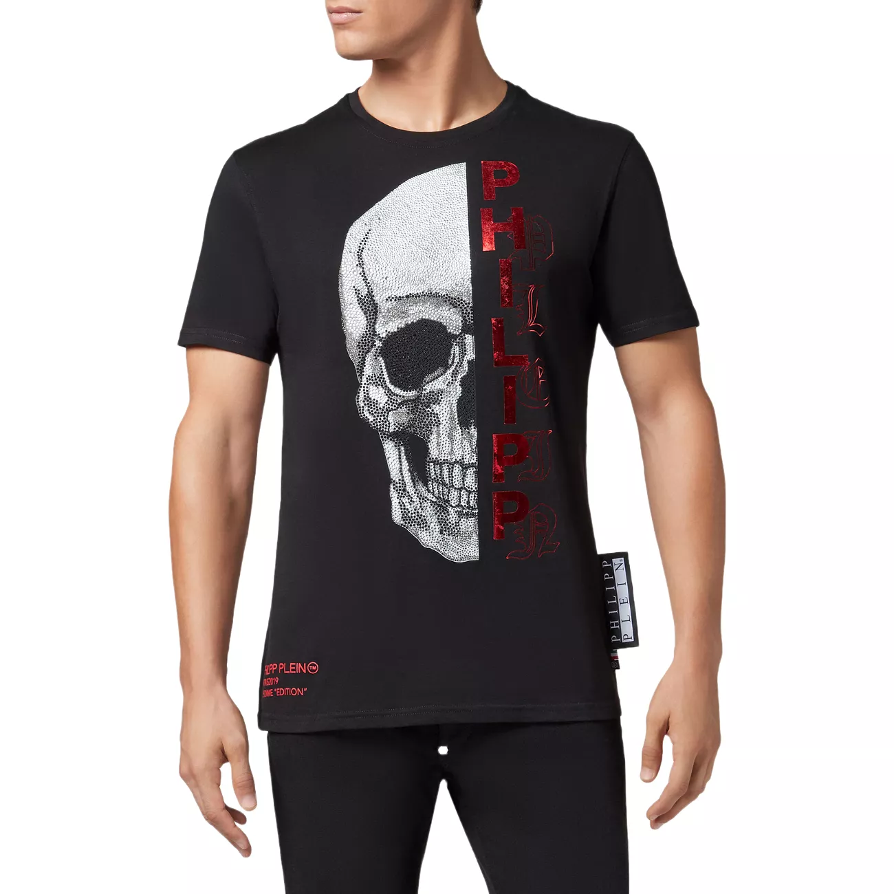 Philipp Plein Platinum Cut Round Neck Gothic Men's T-Shirt