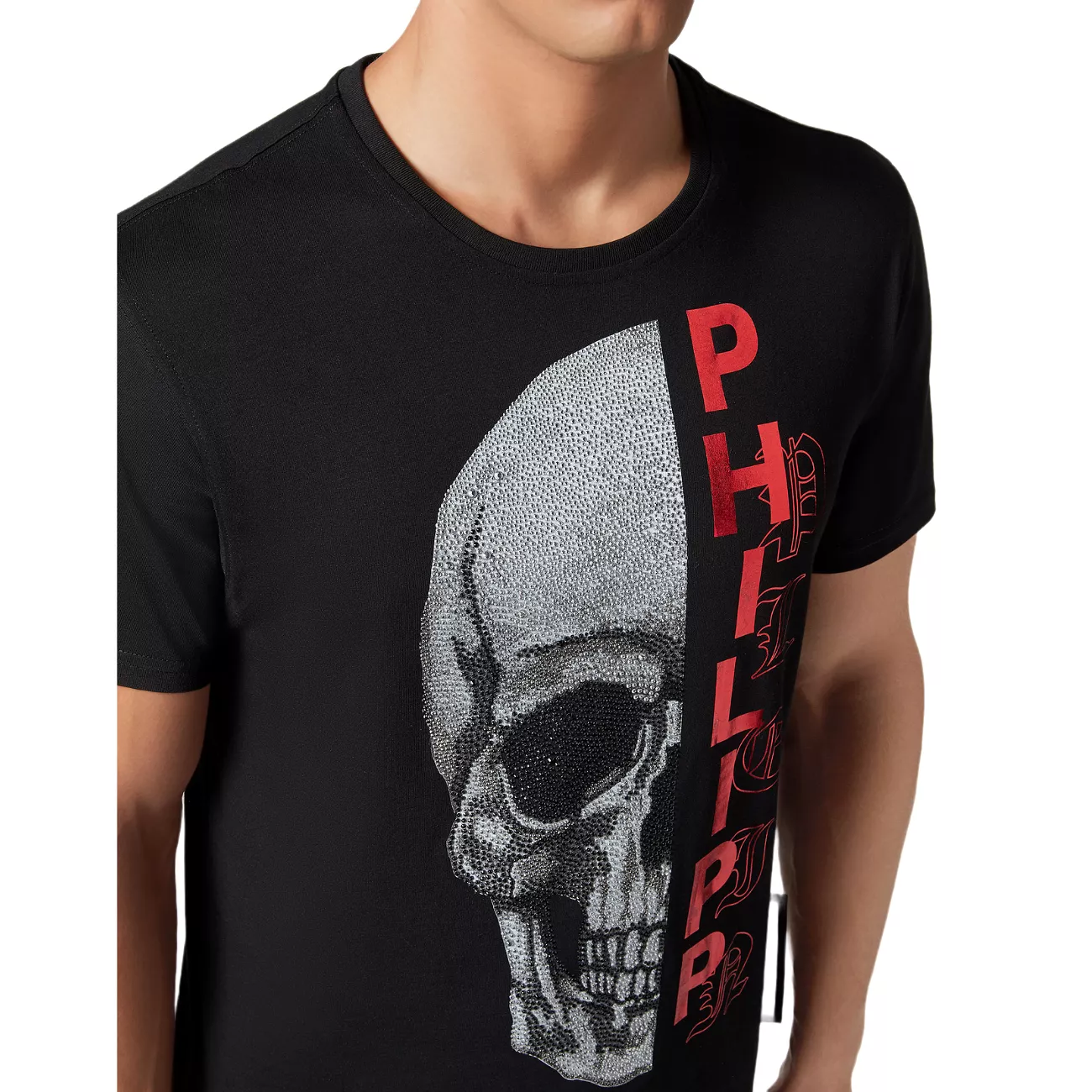 Philipp Plein Platinum Cut Round Neck Gothic Men's T-Shirt