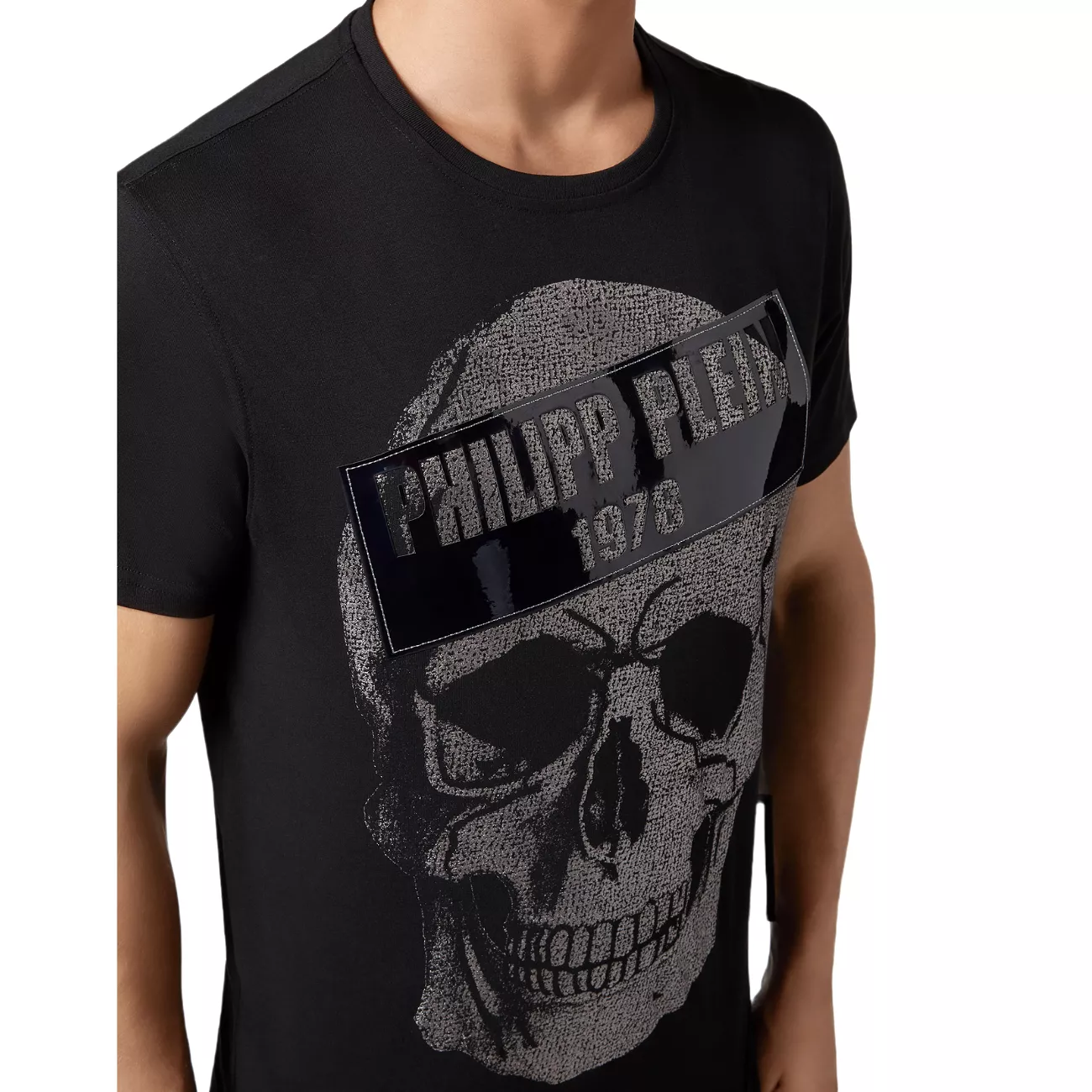 Philipp Plein Platinum Cut Round Neck Skull Men's T-Shirt