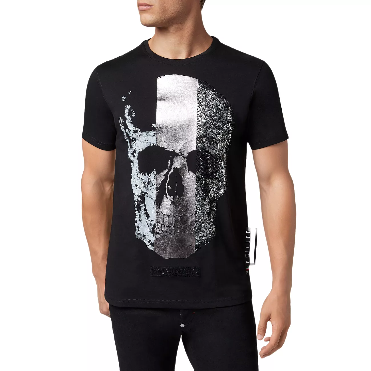 Philipp Plein Platinum Cut Round Neck Skull Men's T-Shirt